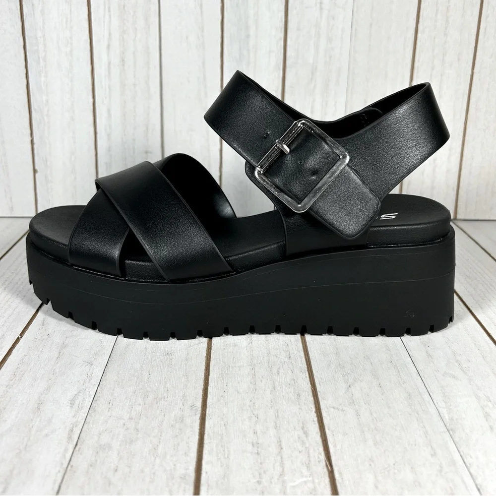 Soda Black Platform Sandals